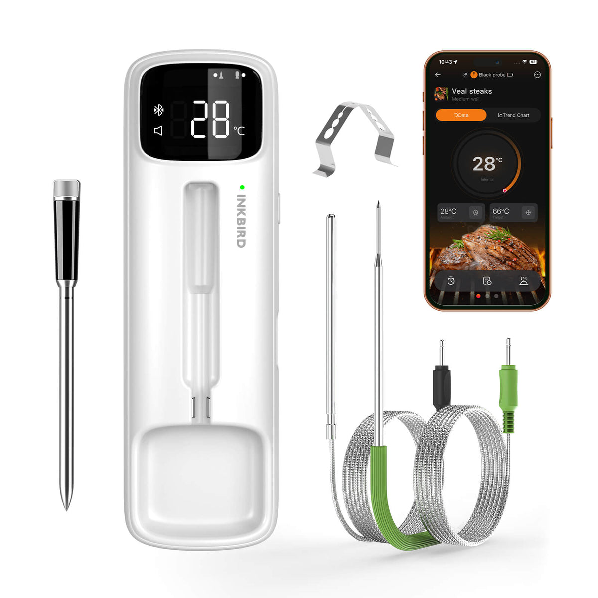 Wireless & Wired Dual-Use Meat Thermometer INDT-33-B