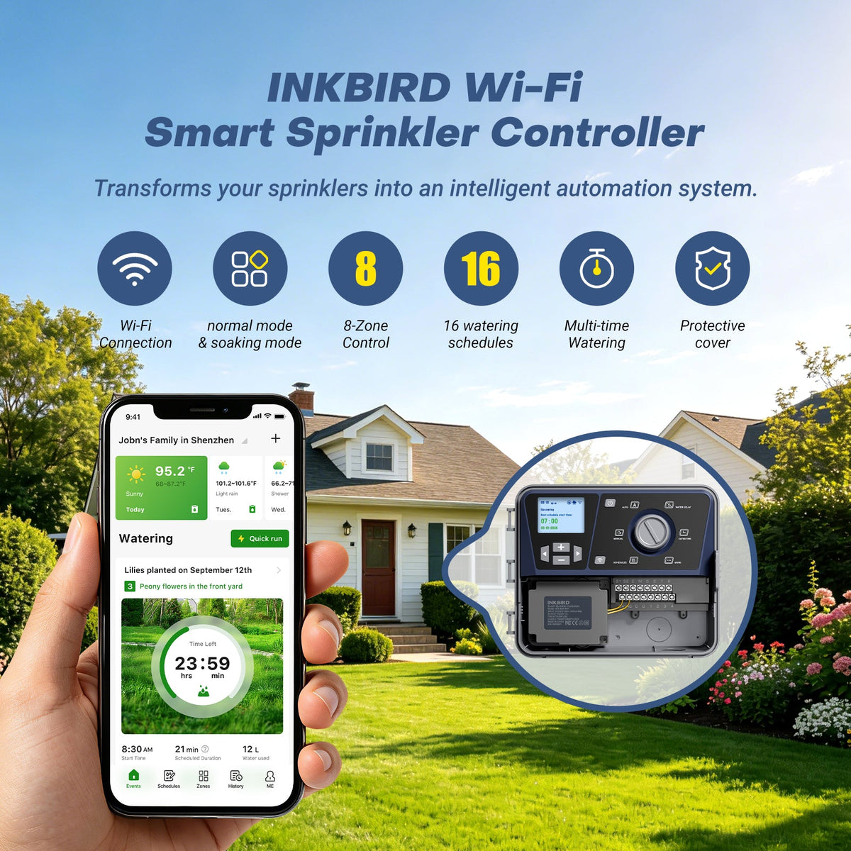 8-Zone Independent Control Sprinkler Controller IICO-800-WIFI
