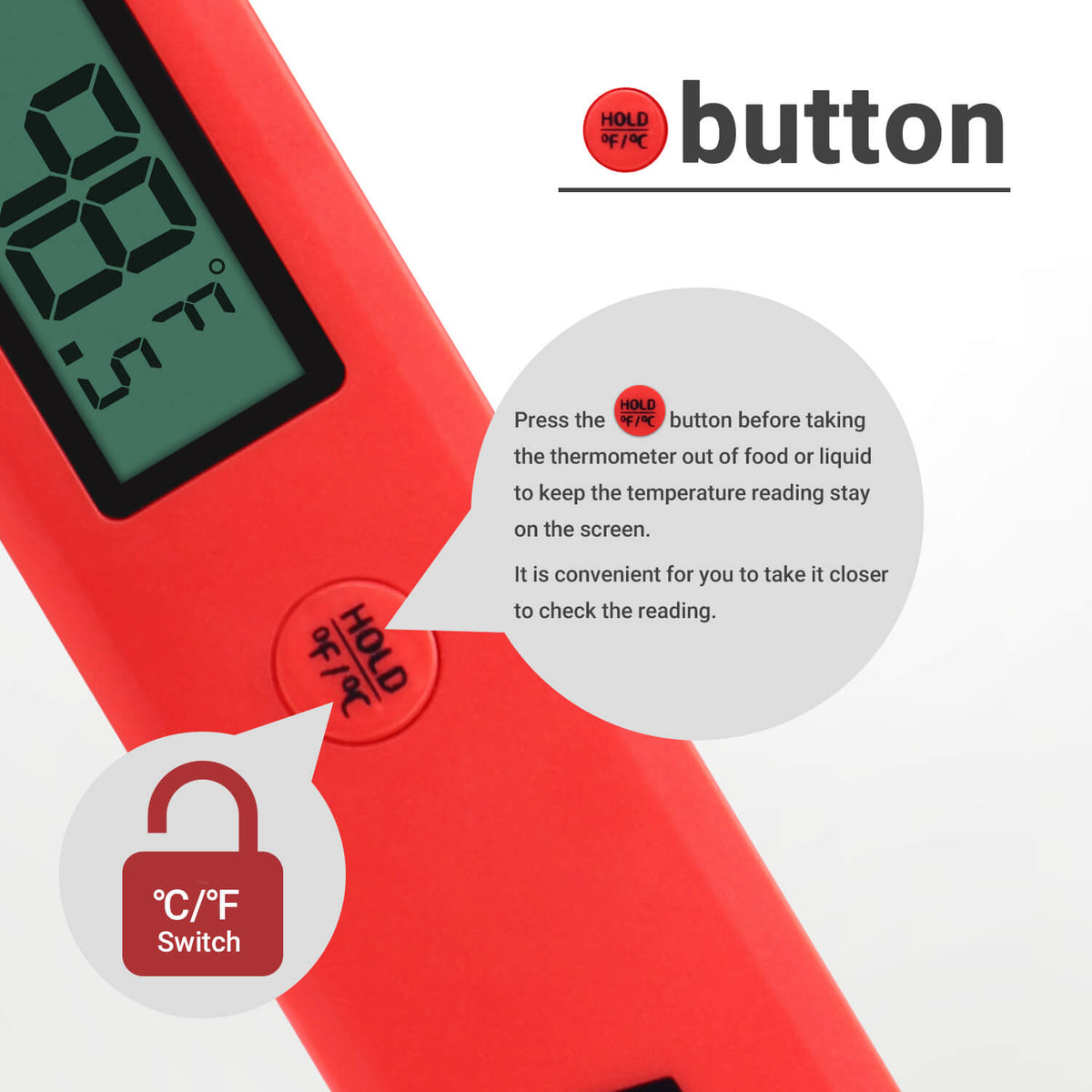 Inkbird BG - HH1C Foldable Digital Instant Read Cooking Food Thermometer - INKBIRD