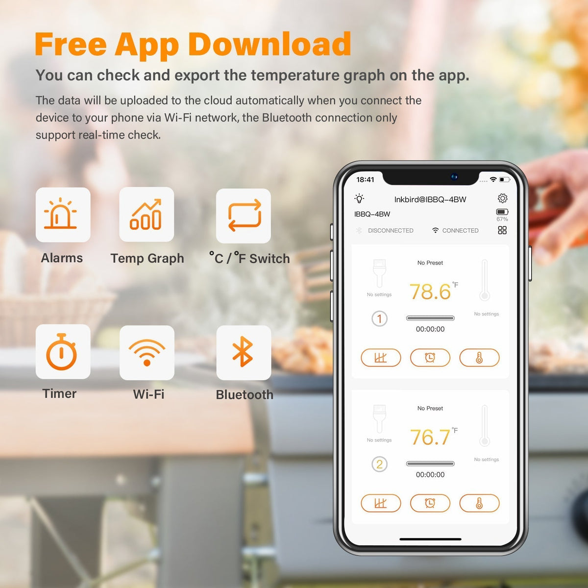WiFi & Bluetooth BBQ Thermometer IBBQ - 4BW - INKBIRD