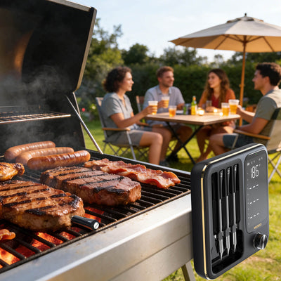 INT-14-BW Sticking on Grill with People Sitting Away