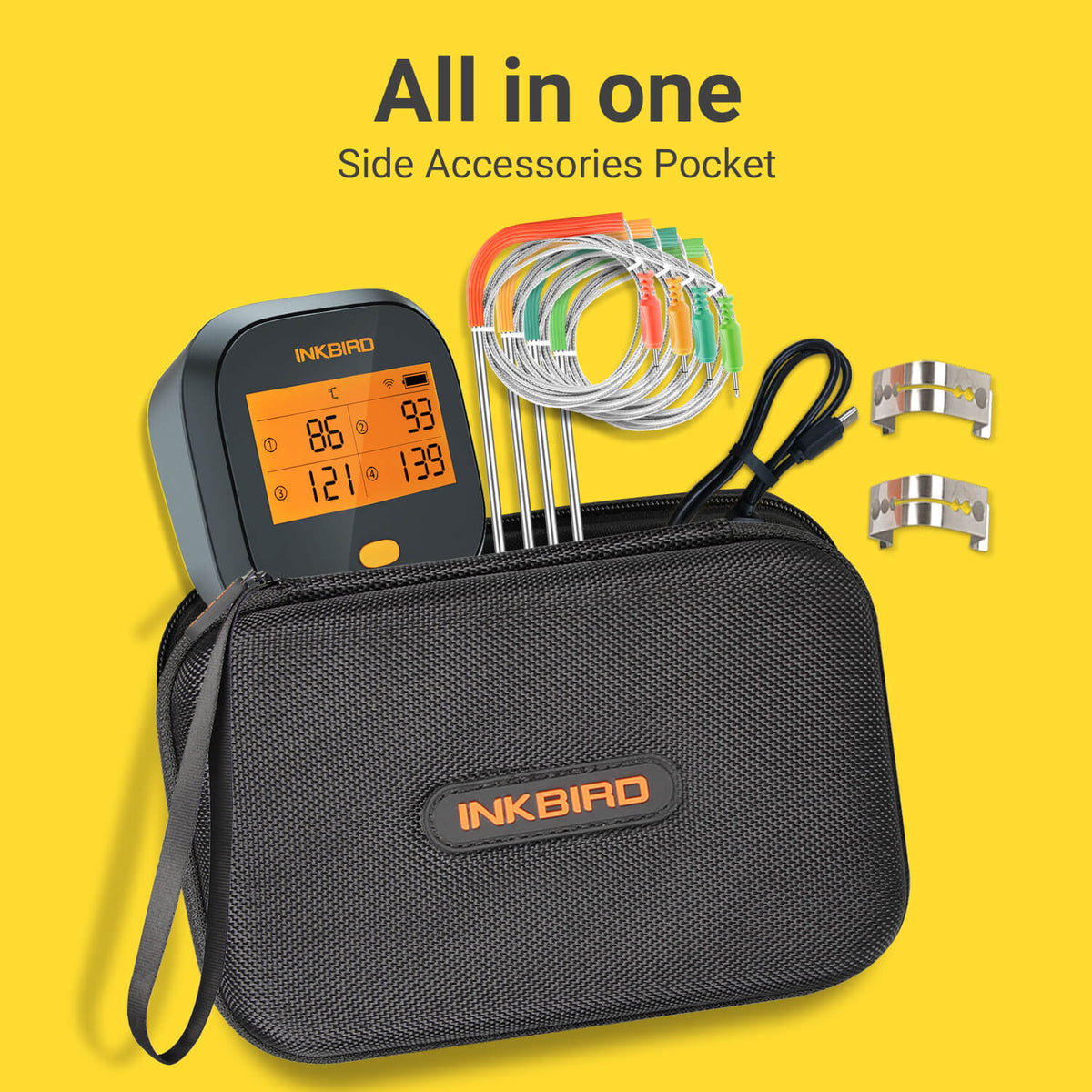 WiFi Grill Thermometer IBBQ - 4T with Portable Case - INKBIRD