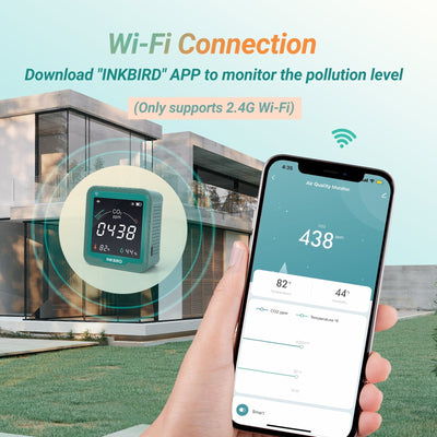 Wireless 3 - in - 1 CO2 Detector INK - CO2W - INKBIRD